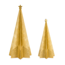 Load image into Gallery viewer, Modern Gold Holiday Tree DŽcor with Etched Design (Set of 2)
