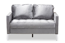 Load image into Gallery viewer, Baxton Studio Clara Modern and Contemporary Grey Velvet Fabric Upholstered 2-Seater Loveseat
