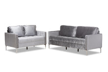 Load image into Gallery viewer, Baxton Studio Clara Modern and Contemporary Grey Velvet Fabric Upholstered 2-Piece Living Room Set
