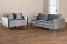 Load image into Gallery viewer, Baxton Studio Clara Modern and Contemporary Grey Velvet Fabric Upholstered 2-Piece Living Room Set
