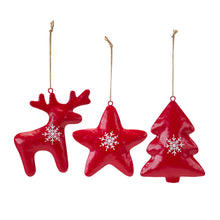 Load image into Gallery viewer, Modern Metal Shape Ornament with Snowflake Print (Set of 12)
