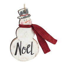 Load image into Gallery viewer, Metal Snowman Sentiment Ornament with Scarf (Set of 6)
