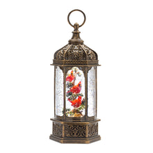 Load image into Gallery viewer, LED Snow Globe Lantern with Cardinal Bird Branch 13&quot;H
