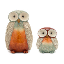 Load image into Gallery viewer, Terra Cotta Owl Figurine with Glazed Accents (Set of 2)
