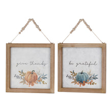 Load image into Gallery viewer, Wood Beaded Hanging Harvest Grateful Thankful Sentiment (Set of 2)
