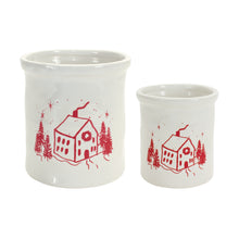 Load image into Gallery viewer, Ceramic Crock with Snowy House Scene (Set of 4)
