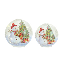 Load image into Gallery viewer, LED Lighted Orb with Whimsical Snowman and Tree Scene (Set of 3)
