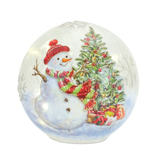 Load image into Gallery viewer, LED Lighted Orb with Whimsical Snowman and Tree Scene (Set of 3)

