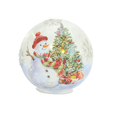 Load image into Gallery viewer, LED Lighted Orb with Whimsical Snowman and Tree Scene (Set of 3)
