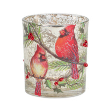 Load image into Gallery viewer, Mercury Glass Votive Candle Holder with Bird and Berry Branch (Set of 6)
