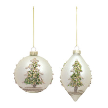 Load image into Gallery viewer, Painted Snowy Pine Tree Ball Ornament (Set of 6)
