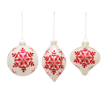 Load image into Gallery viewer, White and Red Snowflake Ball Ornament (Set of 6)
