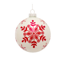 Load image into Gallery viewer, White and Red Snowflake Ball Ornament (Set of 6)
