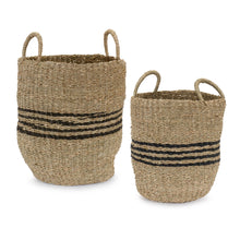 Load image into Gallery viewer, Striped Woven Seagrass Basket (Set of 2)
