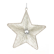 Load image into Gallery viewer, Silver Beaded Metal Star Ornament (Set of 12)
