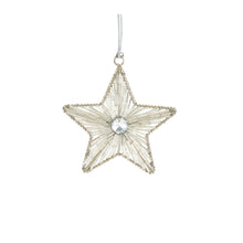 Load image into Gallery viewer, Silver Beaded Metal Star Ornament (Set of 12)
