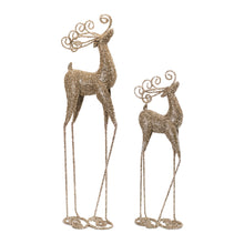 Load image into Gallery viewer, Copper Metal Standing Deer Figurine with Gold Finish (Set of 2)
