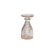 Load image into Gallery viewer, White Washed Carved Pine Tree Design Candle Holder (Set of 3)
