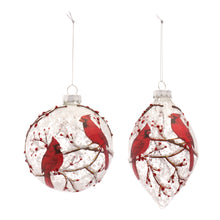 Load image into Gallery viewer, Snowy Cardinal Bird Ornament with Berry Branch Accent (Set of 6)
