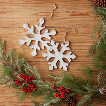 Load image into Gallery viewer, White Washed Wooden Snowflake Ornament (Set of 12)
