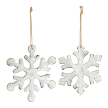 Load image into Gallery viewer, White Washed Wooden Snowflake Ornament (Set of 12)
