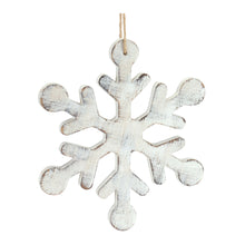 Load image into Gallery viewer, White Washed Wooden Snowflake Ornament (Set of 12)
