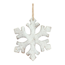 Load image into Gallery viewer, White Washed Wooden Snowflake Ornament (Set of 12)
