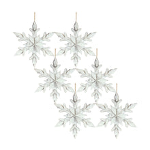 Load image into Gallery viewer, White Washed Wooden Snowflake Ornament (Set of 6)
