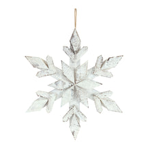 Load image into Gallery viewer, White Washed Wooden Snowflake Ornament (Set of 6)

