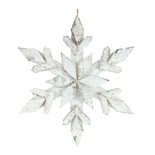 Load image into Gallery viewer, White Washed Wooden Snowflake Ornament (Set of 6)

