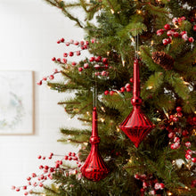 Load image into Gallery viewer, Modern Red Finial Drop Ornament (Set of 6)
