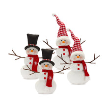Load image into Gallery viewer, Plush Snowman Shelf Sitter with Hat and Scarf Accent (Set of 4)
