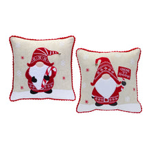 Load image into Gallery viewer, Embroidered Gnome and Nordic Snowflake Pillow (Set of 2)
