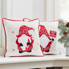 Load image into Gallery viewer, Embroidered Gnome and Nordic Snowflake Pillow (Set of 2)
