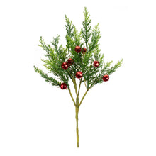Load image into Gallery viewer, Varigated Pine Pick with Red Bells (Set of 6)
