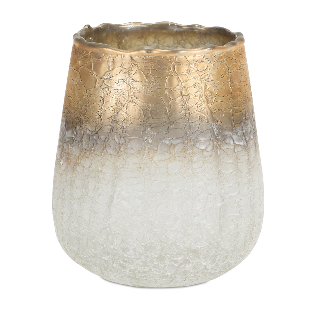 Gold and White Ombre Glass Vase Candle Holder 6
