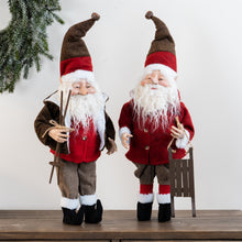 Load image into Gallery viewer, Vintage Elf Santa Figurine with Sled and Ski Accents (Set of 2)
