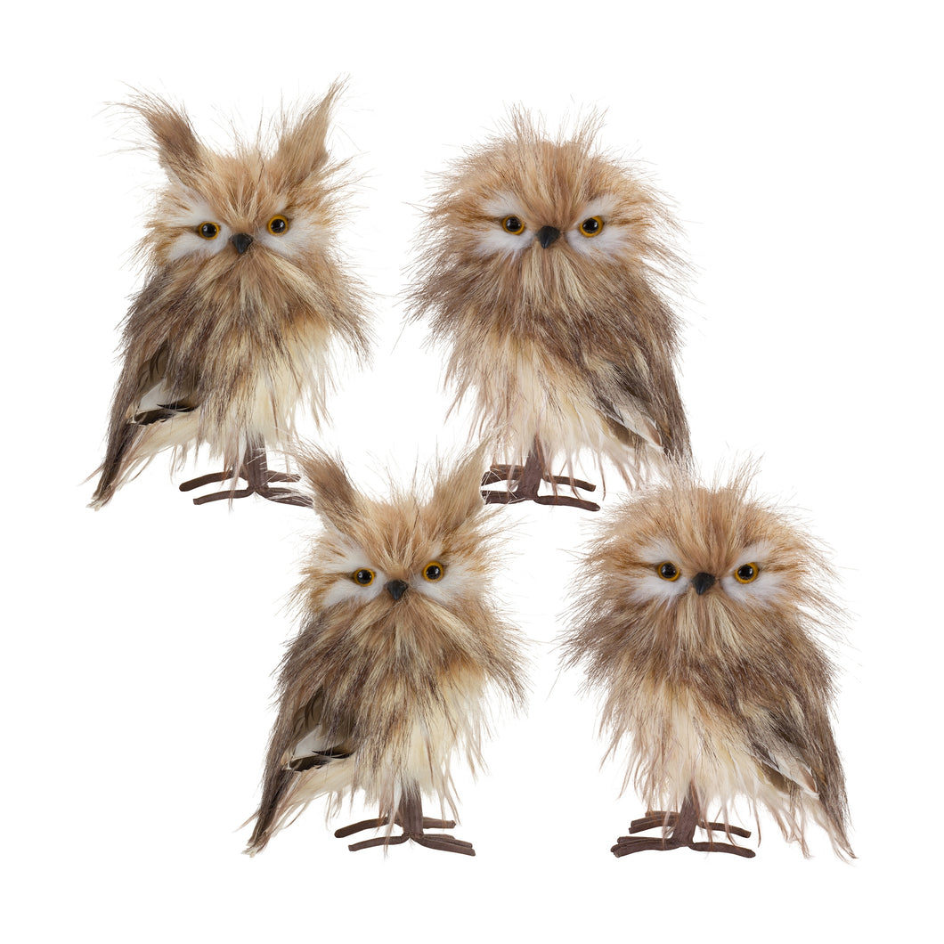 Furry Winter Owl Foam Decoration (Set of 4)