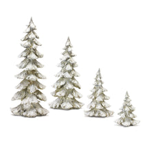 Load image into Gallery viewer, Frosted Pine Tree DŽcor with Silver Finish (Set of 4)

