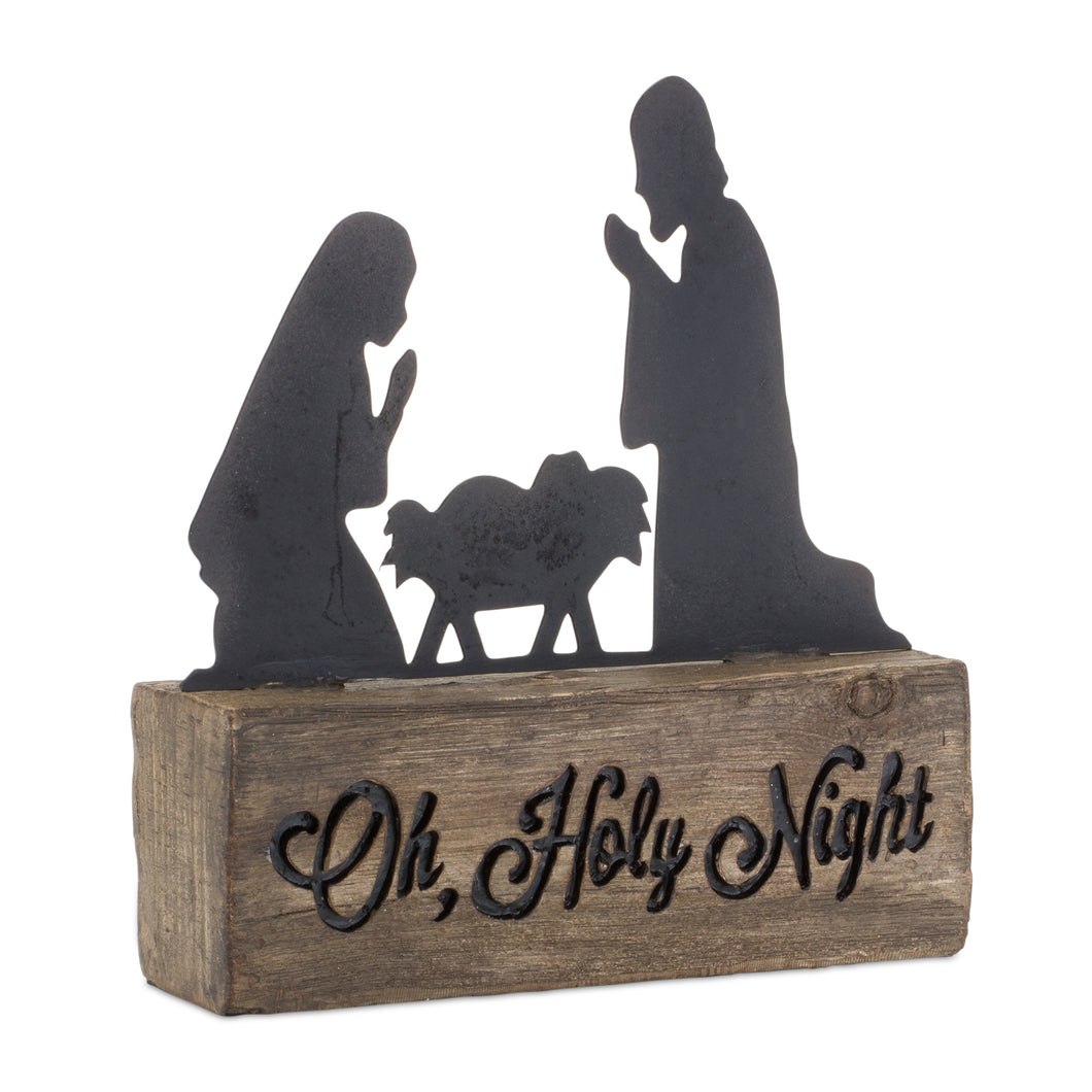 Holy Night Nativity Block with Metal Cut Out Scene 6
