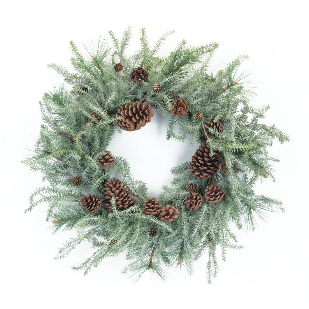 Winter Pine Wreath with Pine Cones 29.5