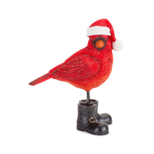 Load image into Gallery viewer, Winter Cardinal Bird Figurine with Santa Boots and Hat (Set of 3)
