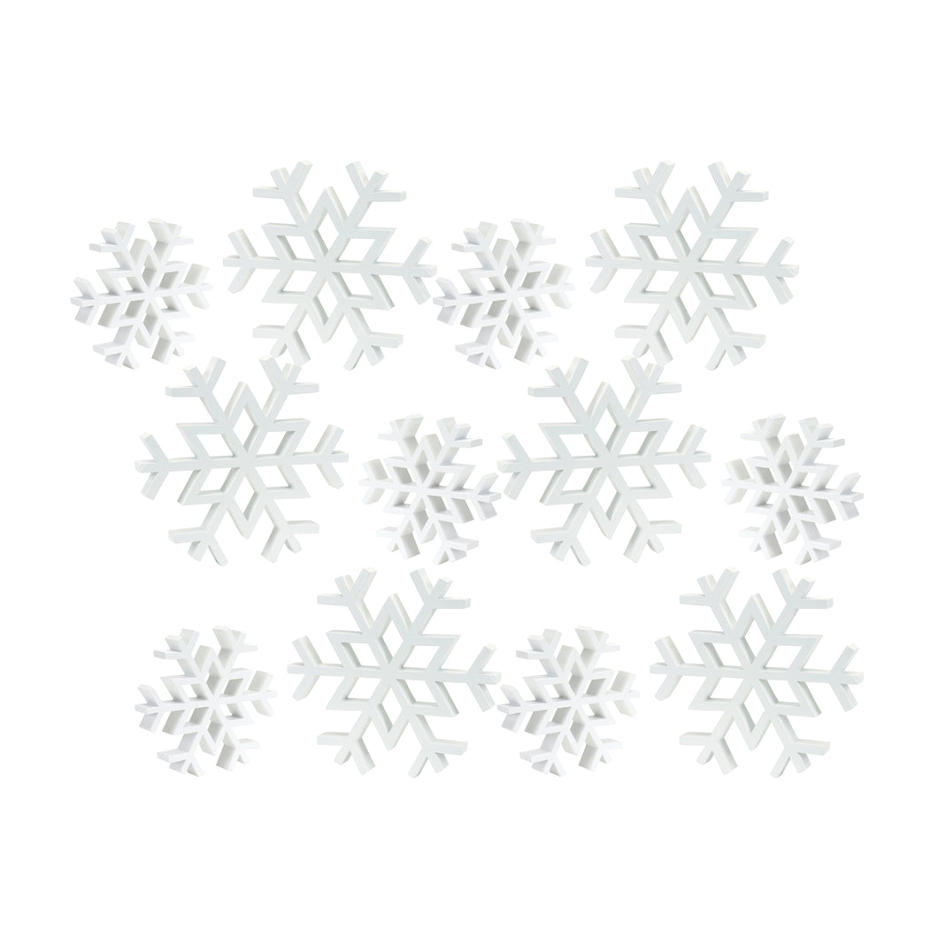 Traditional White Wood Cut Out Snowflake DŽcor (Set of 12)