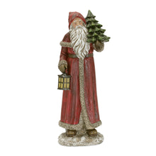 Load image into Gallery viewer, Rustic Stone Santa Figurine with Pine Tree and Lantern (Set of 2)
