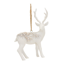 Load image into Gallery viewer, Modern White Deer Ornament with Raised Pine Design (Set of 6)
