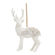 Load image into Gallery viewer, Modern White Deer Ornament with Raised Pine Design (Set of 6)
