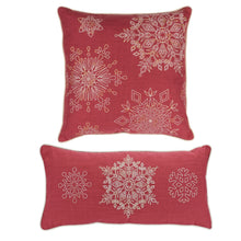 Load image into Gallery viewer, Bead Embroidered Snowflake Pillow (Set of 2)
