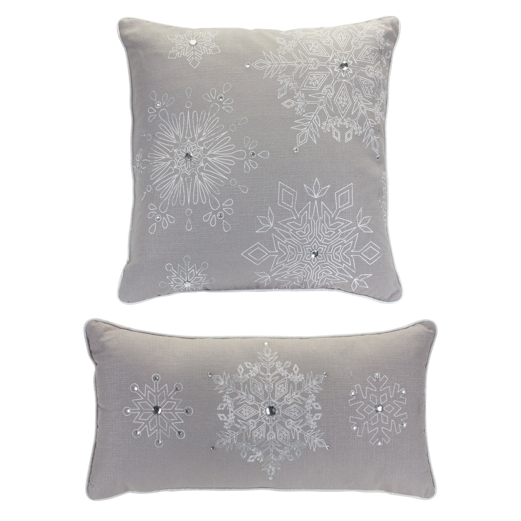 Bead Embroidered Snowflake Pillow (Set of 2)