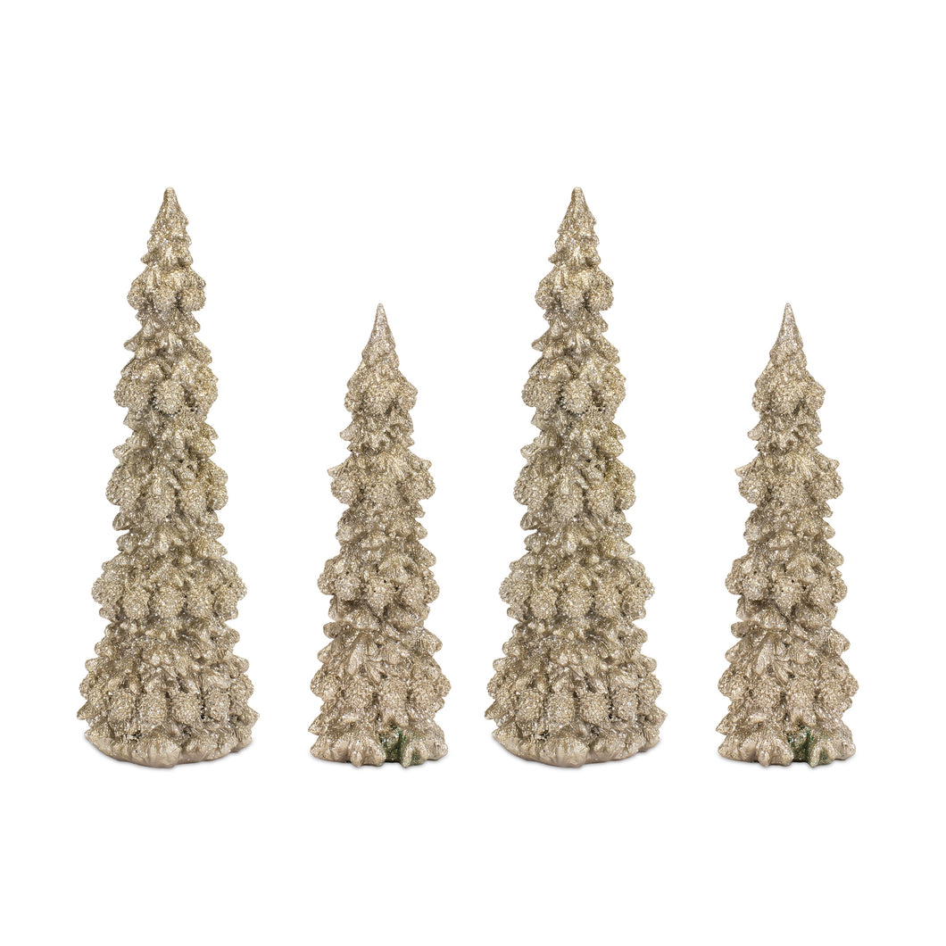 Champagne Glitter Holiday Tree DŽcor (Set of 4)