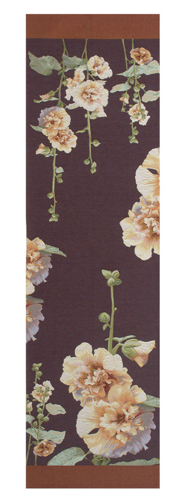 Yellow Hollyhocks Purple French Table Runner